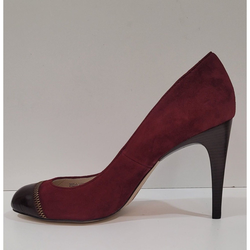 Michael Kors Burgundy Suede Patent Leather Detail Cap Toe Pressley Pump Sz. 9.5M